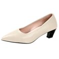 thumbnail image 2 of Women’s Pointed Toe Low Kitten Heel Pumps, Soft Faux Leather Slip‑On Dress Shoes, Comfortable Non‑Slip Office Casual Formal Footwear, 2 of 9