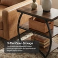 thumbnail image 6 of Finmind Narrow End Table Set of 2, 3-Tier Side Table with Storage Shelves & Metal Frame for Living Room or Bedroom, Rustic Brown, 6 of 8