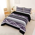 thumbnail image 2 of jejeloiu Mystic Striped Full Size Comforter Sets,Dark Print Bedding Comforter Set For Boys,Purple Black,Black Reversible,3 Pieces,1 Comforter and 2 Pillowcases, 2 of 7