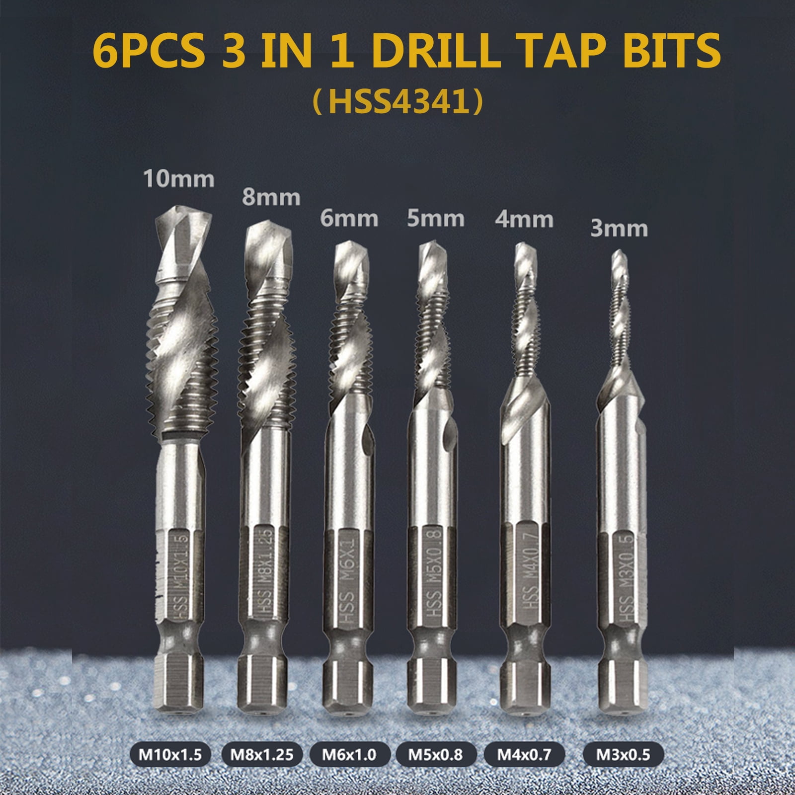Bit Set 6pcs Drill Tap Bits Metric 