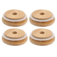 thumbnail image 3 of 4pcs Mason Jar Bamboo Lids Glass Bottle Bamboo Lids Wooden Sealing Covers, 3 of 9