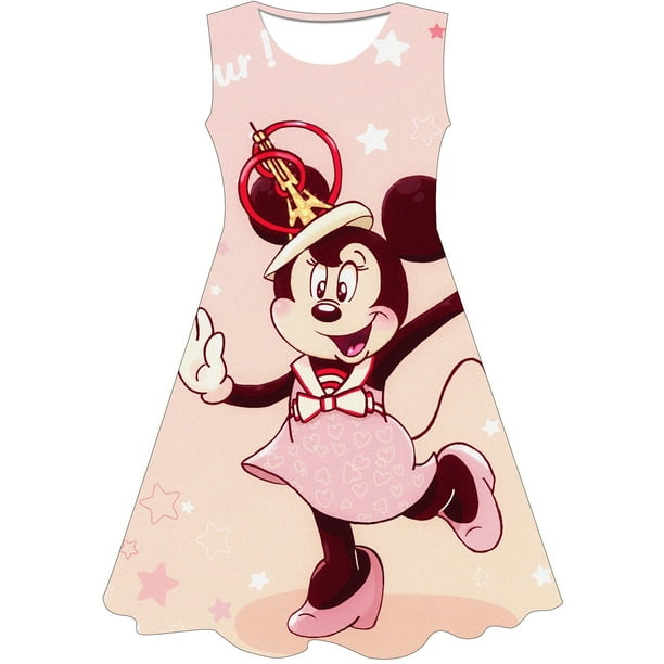 Vestido de verano para niñas, moda 2022, vestido de princesa dulce de Disney, Minnie, Mickey Mouse, ropa para niños pequeños y bebés para niñas 10T Gao Jinjia LED