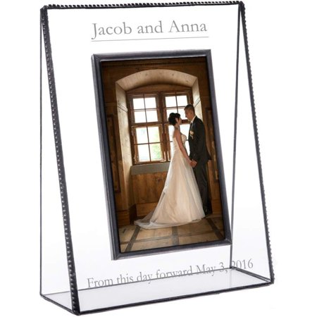 

Wedding ture Frame Personalized for Couple Engraved Glass Keepsake Engagement Newlywed J Devlin 319-46V EP548 (4x6 Vertical)