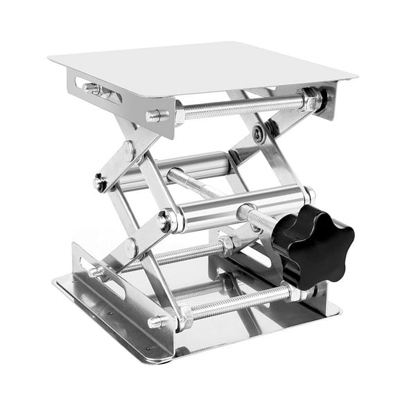 ORUYROP Lab Jack Stand 100x100mm Stainless Steel Scissor Lift Table Laboratory Lifting Platform Height Range 45mm to 155mm Load Capacity 10Kg