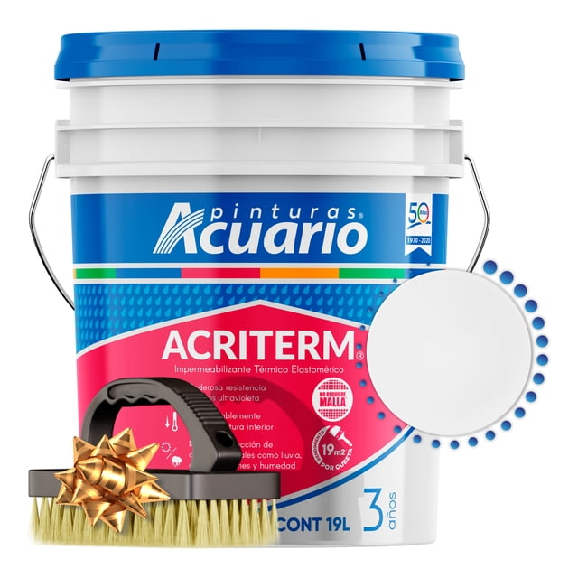 Impermeabilizante Acuario Acriterm 3 Años 19 Litros Cubeta Blanco