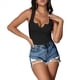 thumbnail image 3 of Camisetas Sin Mangas de Verano para Mujer, de Punto Acanalado, con Cuello en V y Muescas, Ajustadas. Negro L, 3 of 9