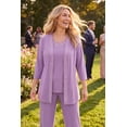 thumbnail image 2 of Catherines Women's Plus Size Petite Beaded 3-Piece Cardigan Pant Suit, 2 of 6
