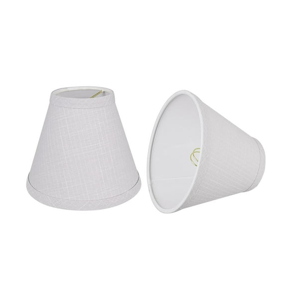 Aspen Creative 32125-2 Small Hardback Empire Shape Chandelier Clip-On Lamp Shade Set (2 Pack), Transitional Design in Light Grey, 6" bottom width (3" x 6" x 5")