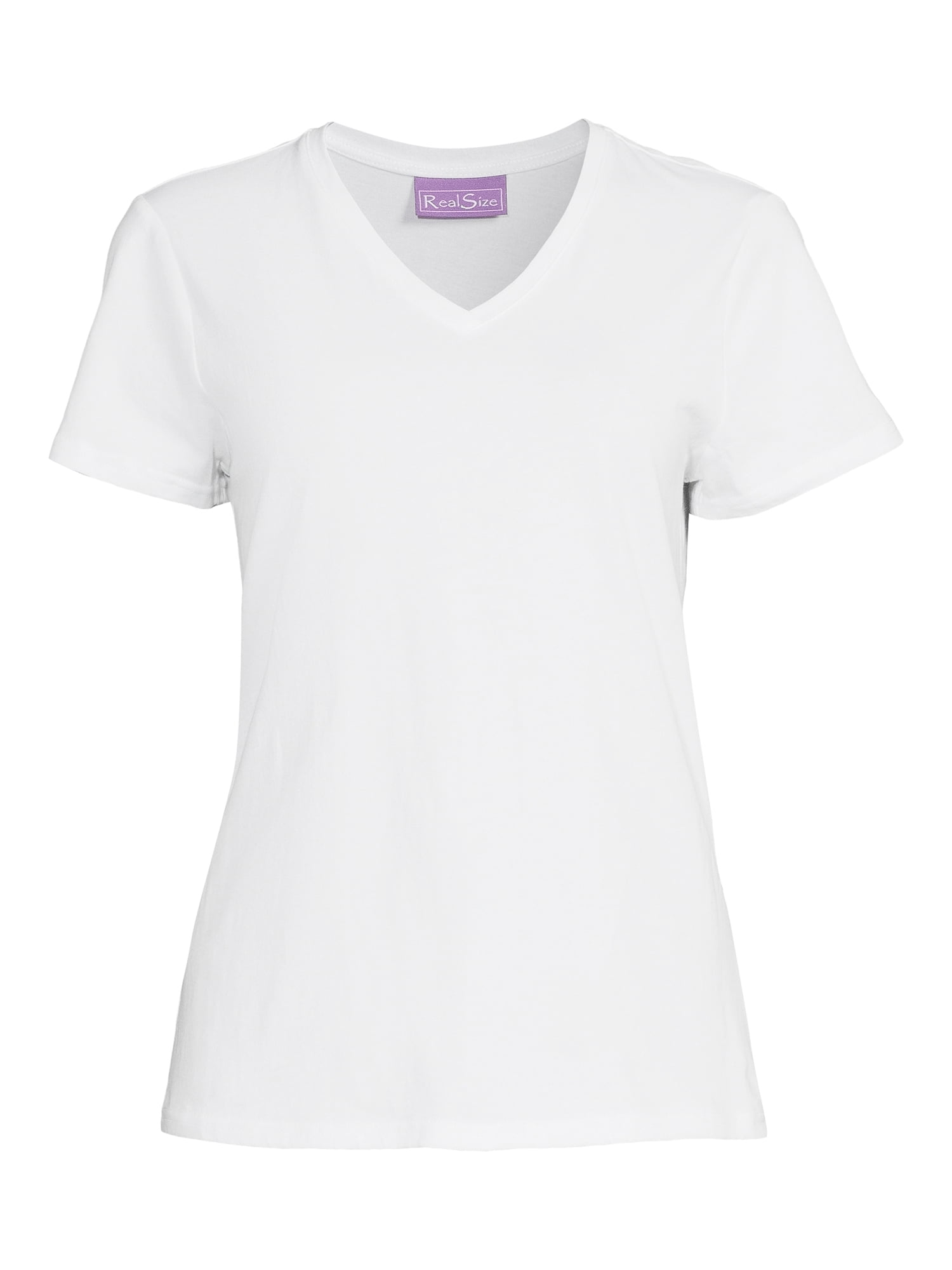 RealSize Women's V-Neck Tee with Short Sleeves, Sizes XS-3XL