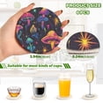 thumbnail image 3 of Haosy Set of 6 Drink Woven Coaster with Holder Heat Resistant Non-Slip Bar Coasters 4 Inches Neon Mushroom and Star, 3 of 7