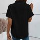 thumbnail image 5 of TaTaai Women's Casual V-Neck Top Short Sleeve Button Front Solid Color Blouse Soft Lightweight Comfy Spring Summer Daily Beach Wear Gift, 5 of 7