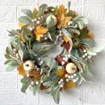 thumbnail image 2 of Fall White Pumpkin Maple Leaf Thanksgiving Harvest Wreath, 2 of 11