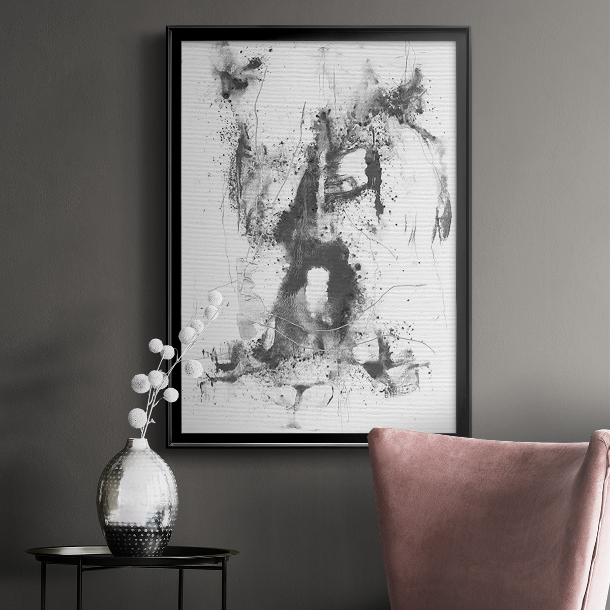 Graphite Abstract II Premium Framed Print, in Gold, Black, or Silver - Ready to Hang
