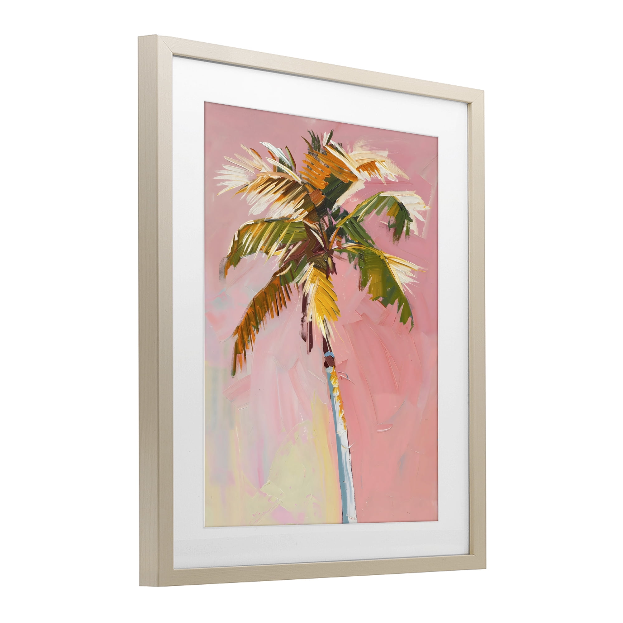 Stupell Industries Pink Palm Summer Oasis Birch Framed Print Under Glass, design by The Prints Vibe
