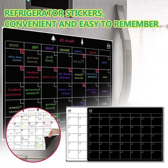 Magnetic Dry Erase Board for Fridge, 11.8"x16.5" Monthly & Weekly Calendar Planner Note Blackboard Set for Refrigerator/Wall/Glass/Kitchen, Muti Colors Markers