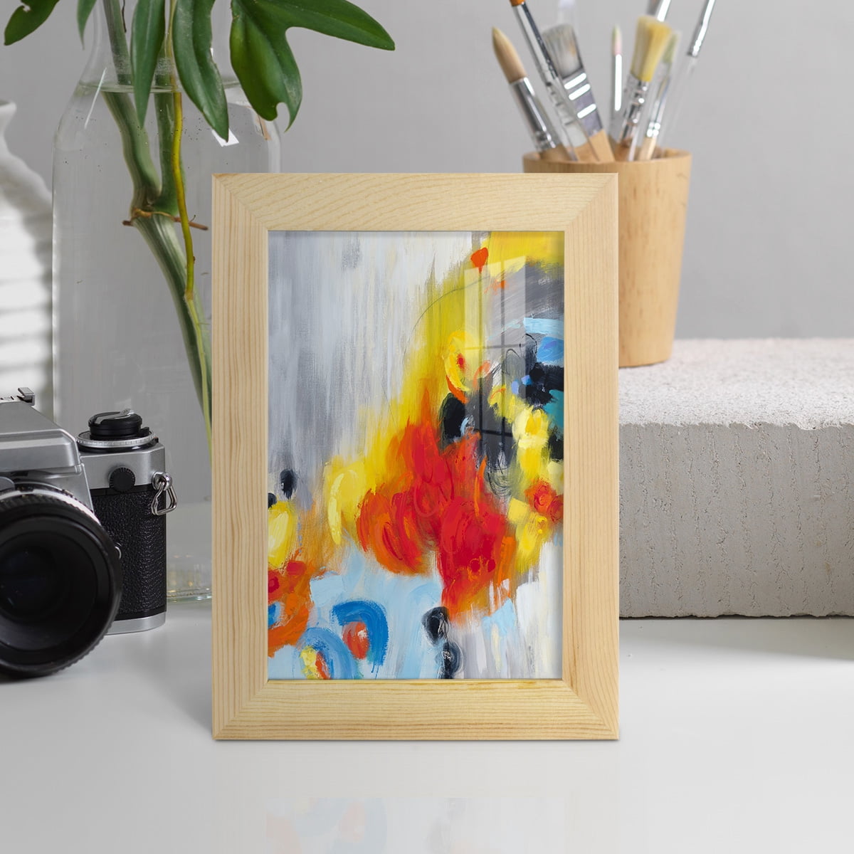 In the Loop I -Framed Print w/glass-Natural Wood