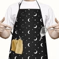 thumbnail image 2 of Black White Moon Star Pattern Apron-Garden Aprons for Women with Pockets-Cotton Linen Waterproof Kitchen Cooking Gardening Aprons Adjustable for Kitchen,Cooking,BBQ and Salon 33x27 Inch, 2 of 7