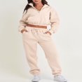 thumbnail image 3 of Women 2 Piece Tracksuits 1/2 Zipper Cropped Sweatshirt and Sweatpants, 3 of 9