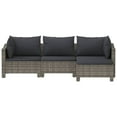 thumbnail image 2 of vidaXL 4 Piece Garden Lounge Set with Cushions Grey Poly Rattan, 2 of 5