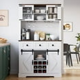 thumbnail image 4 of Homhougo Farmhouse Coffee Bar Cabinet with Storage,72" Tall Buffet Cabinet White with Sliding Barn Door and 3 Drawers,Liquor Cabinet with 9 Wine & Glasses Rack,Pantry Cabinet for Kitchen,Dining Room, 4 of 6