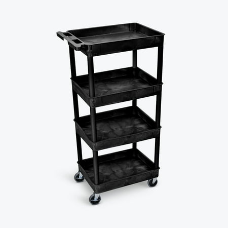 Luxor STC1111-B 12 x 28 x 19 in. Tub Shelf Cart with 4 Shelves - Black