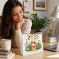 thumbnail image 6 of 2027 Desk Calendar, 8.27 x 5.51 In Large Spiral Bound Monthly Planner with Orange Cat Coffee Art for Home Office Decor, 6 of 8