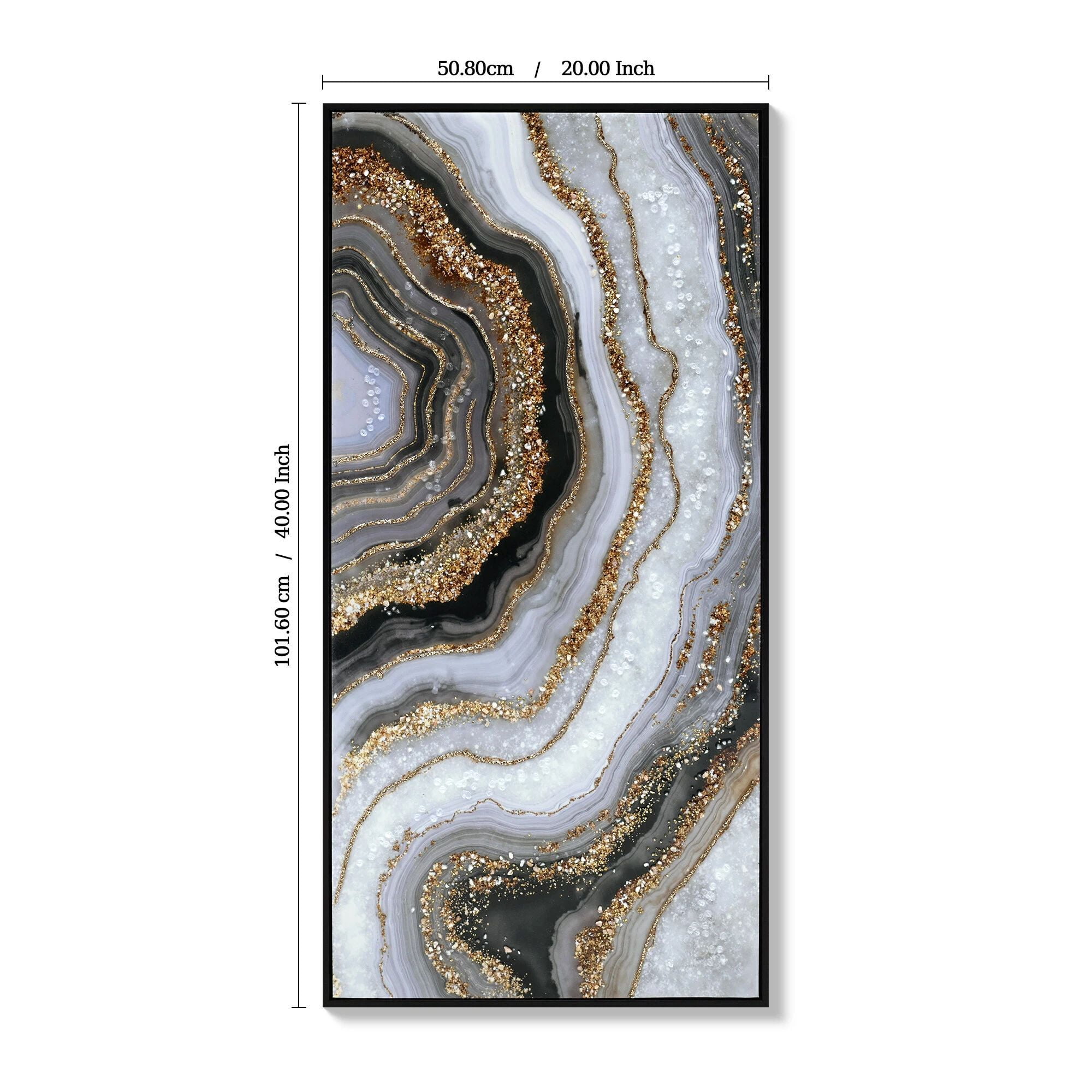 Euroco Modern Minimalist Abstract Wall Art,Framed Canvas Wall Decor Marble Texture Painting Pictures For Bedroom Office,20"X40"
