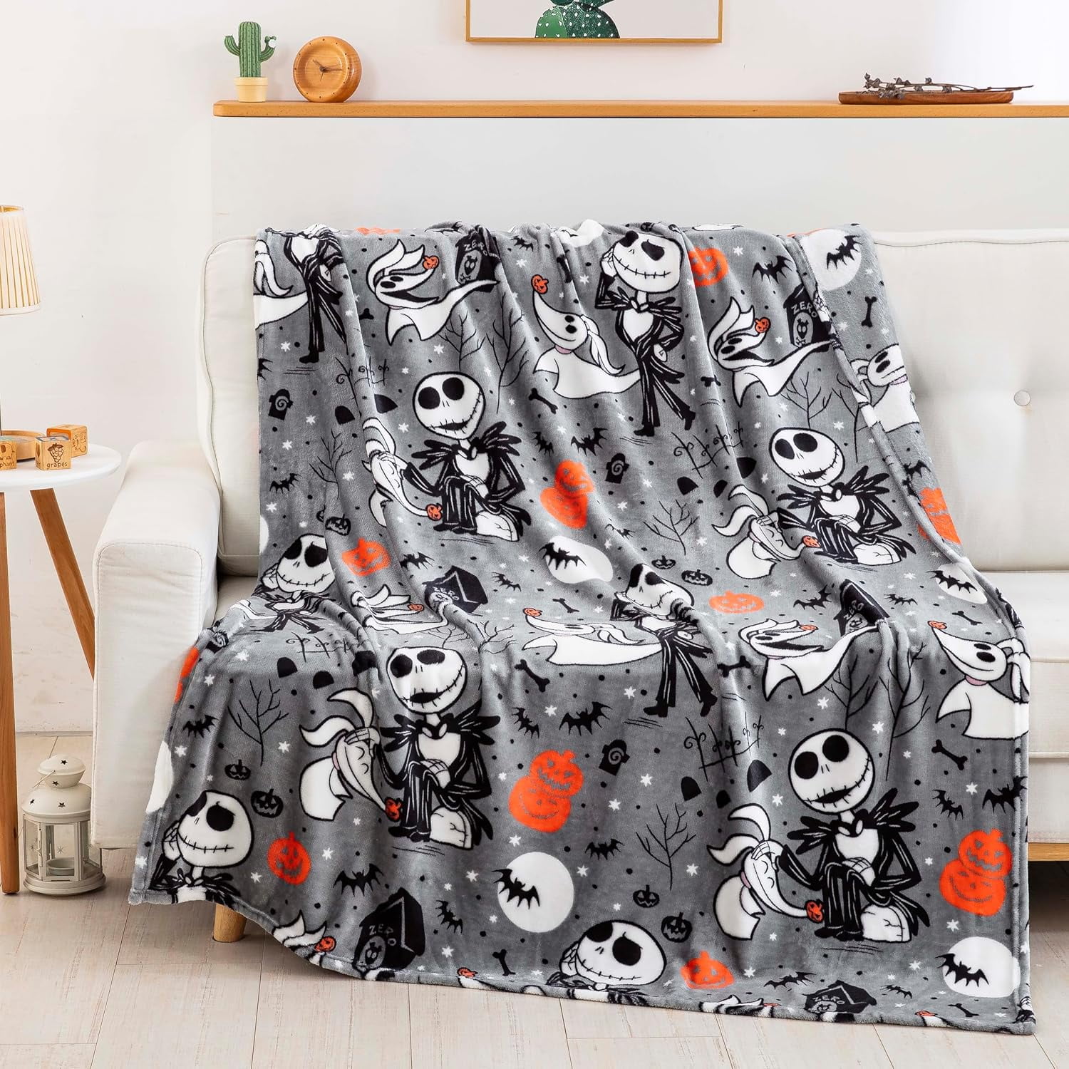 Kuscheln Halloween Throw Blanket, Nightmare Before Christmas Silk Touch Throw Blanket, Soft Cozy Fleece Blankets for Women Men, Ideal Halloween Gifts, 50x60