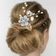 thumbnail image 4 of Juego de 4 peinetas para el pelo de boda hechas a mano, tocado floral para novia, accesorios para el cabello con diamantes de imitación, accesorios para vestido de novia (azul), 4 of 6