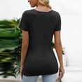 thumbnail image 4 of Jewelreauty Women Casual Blouses Short Sleeve V Neck Button Loose Fitting Tunic Tops Summer Going Out Shirts (XL, Black), 4 of 6