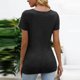 thumbnail image 4 of Fiudx Ofertas Flash Artículos En Oferta Camiseta de Manga Corta con Botones de Color Sólido con Cuello En V a La Moda de Verano para Mujer, 4 of 6