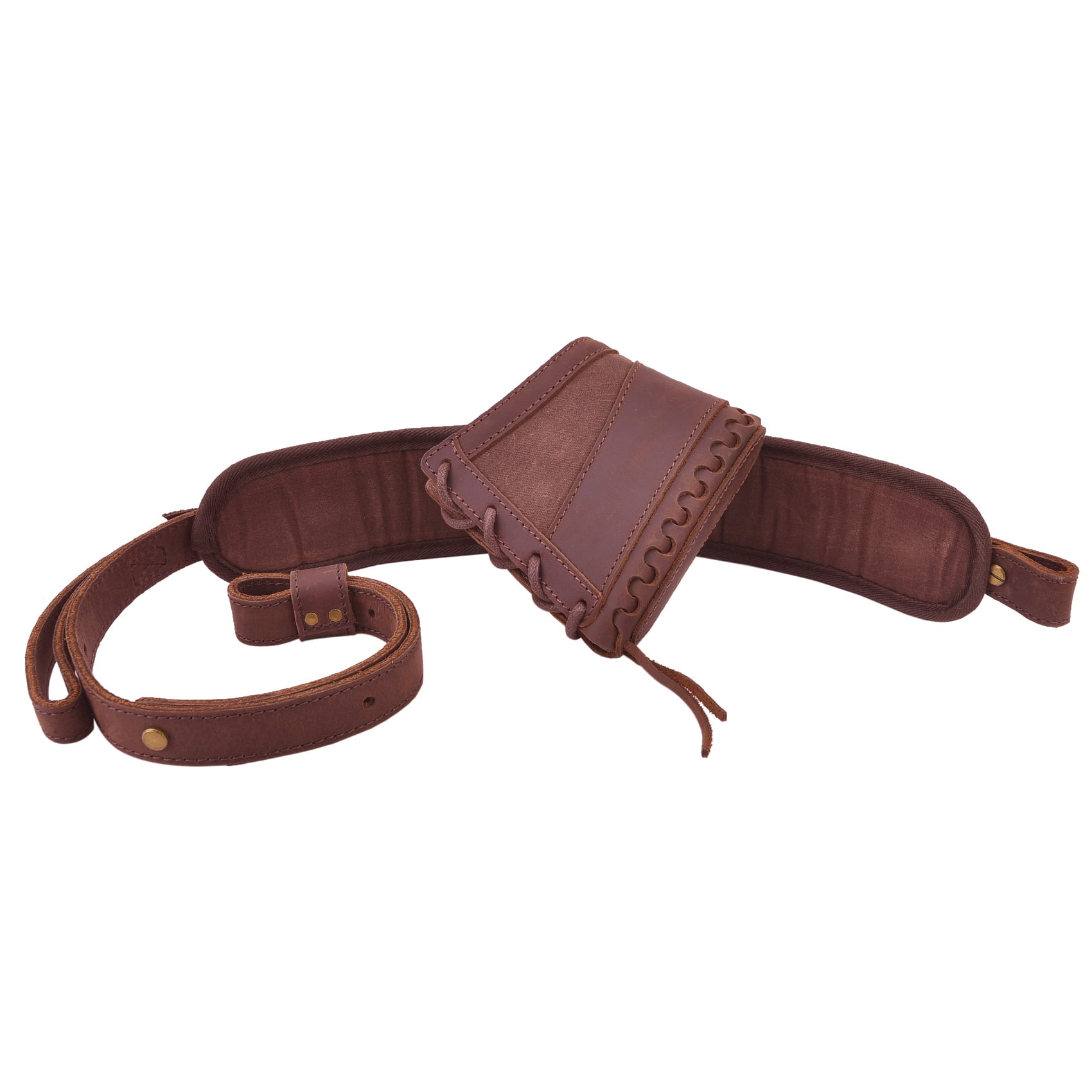 Wayne's Dog 1 Suit Leather Canvas Rifle Buttstock Recoil Pad with Leather Gun Sling Strap for .357 .30/30 .38 .35