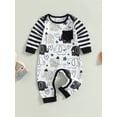 thumbnail image 2 of Bagilaanoe Newborn Baby Boys Casual Jumpsuit Print Long Sleeve Bodysuit 3M 6M 9M 12M 18M 24M Infant Patchwork One Piece Romper, 2 of 8