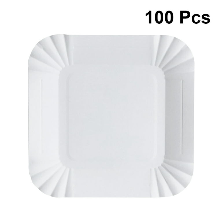 Remerry Small Paper Plates Small Disposable Plates Paper Plates Bulk White  Square Plates Dessert Plates Cake Paper Plates Party Snack Plates Sugarcane