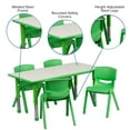 thumbnail image 6 of Flash Furniture 23.625''W x 47.25''L Rectangular Green Plastic Height Adjustable Activity Table Set with 4 Chairs, 6 of 7