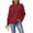 Burgundy, variant on Women's Quilted Textured Tops Waffle Knit Mock Neck Long Sleeve Drop Shoulder Shirts Loose Fit Solid Casual Pullover Blouses Purple