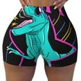 thumbnail image 2 of Daiia Rex Dinosaur With Sunglasses Pattern Women's Workout Shorts Biker Shorts - High Waisted Workout Spandex Tummy Control Gym Running Yoga Shorts-XX-Large, 2 of 8