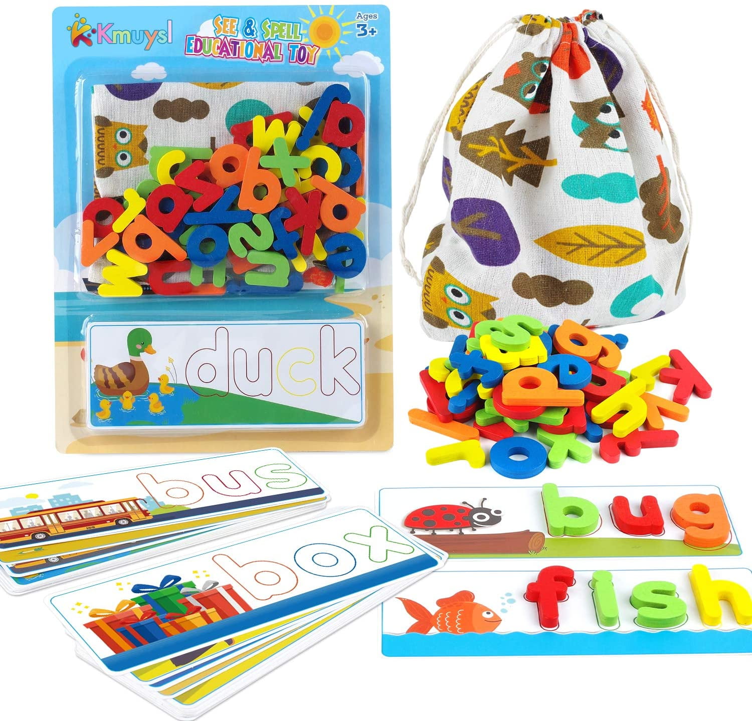 Details about   Wooden Developmental Toy Puzzle Preschool Spelling Matching Letter Game For Kids 