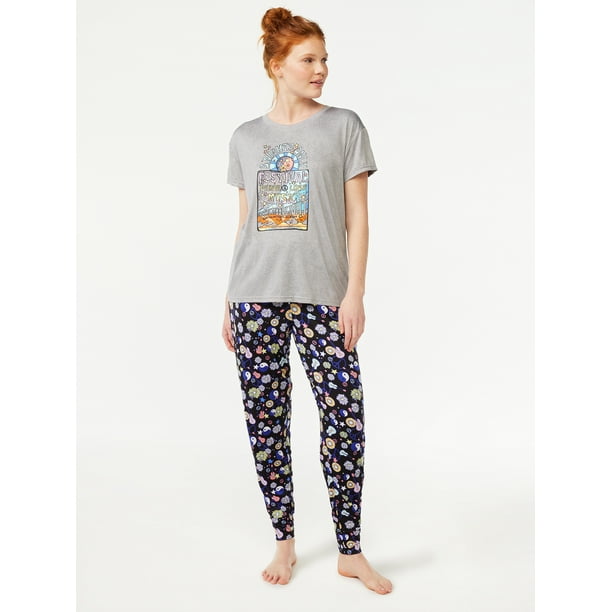 Joyspun Women’s Short Sleeve T-Shirt and Joggers Pajama Set, 2-Piece ...