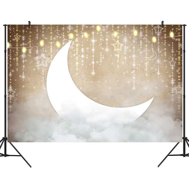 Telón de fondo con diseño de estrella pequeña, luna, nubes rosas, baby shower, cumpleaños, recién nacido, fotografía, decoración de pared para el primer cumpleaños de niños, decoraciones para fiestas