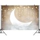 thumbnail image 1 of Telón de fondo con diseño de estrella pequeña, luna, nubes rosas, baby shower, cumpleaños, recién nacido, fotografía, decoración de pared para el primer cumpleaños de niños, decoraciones para fiestas, 1 of 1