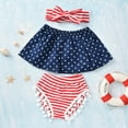 thumbnail image 2 of Fesfesfes Toddler Baby Girls Outfits Independence Day Bow One Shoulder Three-piece Suit, 2 of 9