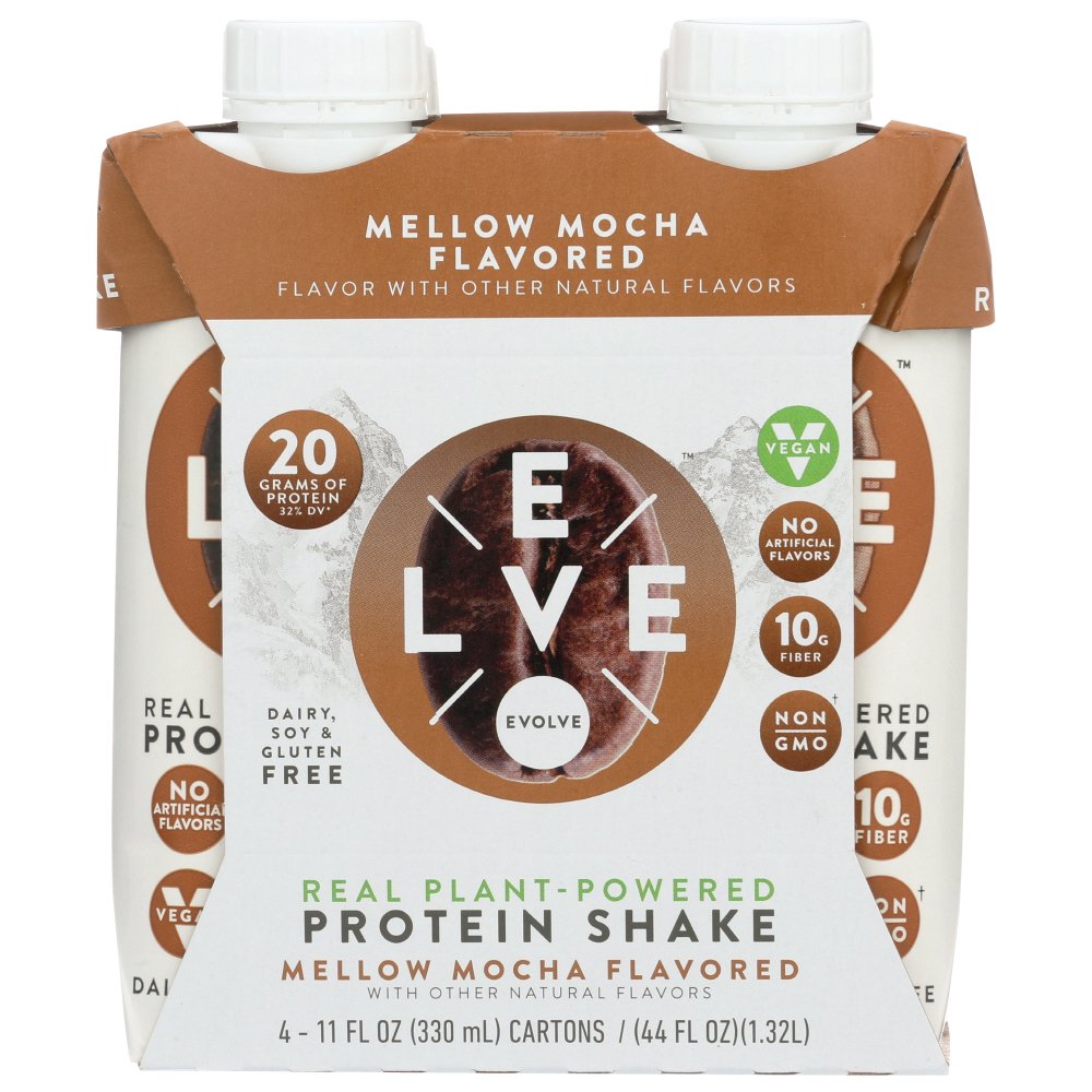 Evolve Mellow Mocha Protein Shake, One Pack Of 4 11 Fluid Oz. Cartons