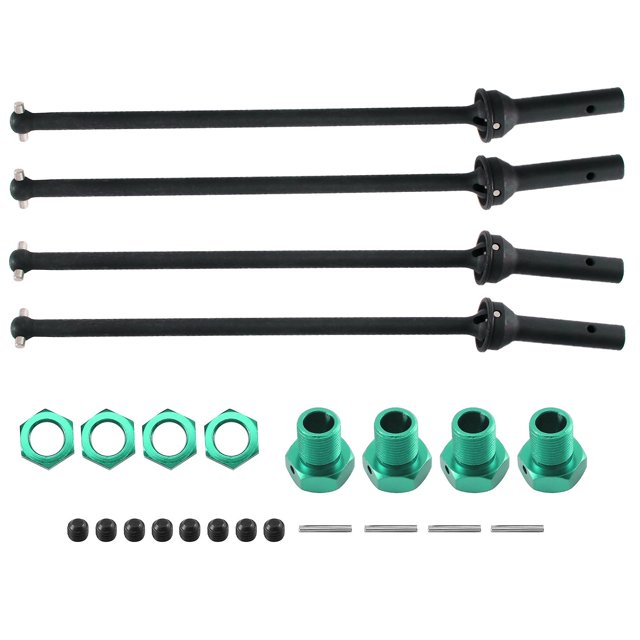 Eje de transmisión delantero y trasero de metal de 4 piezas CVD con rueda extendida Hex para 1/10 Arrma Kraton Outcast Upgrades Parts, verde