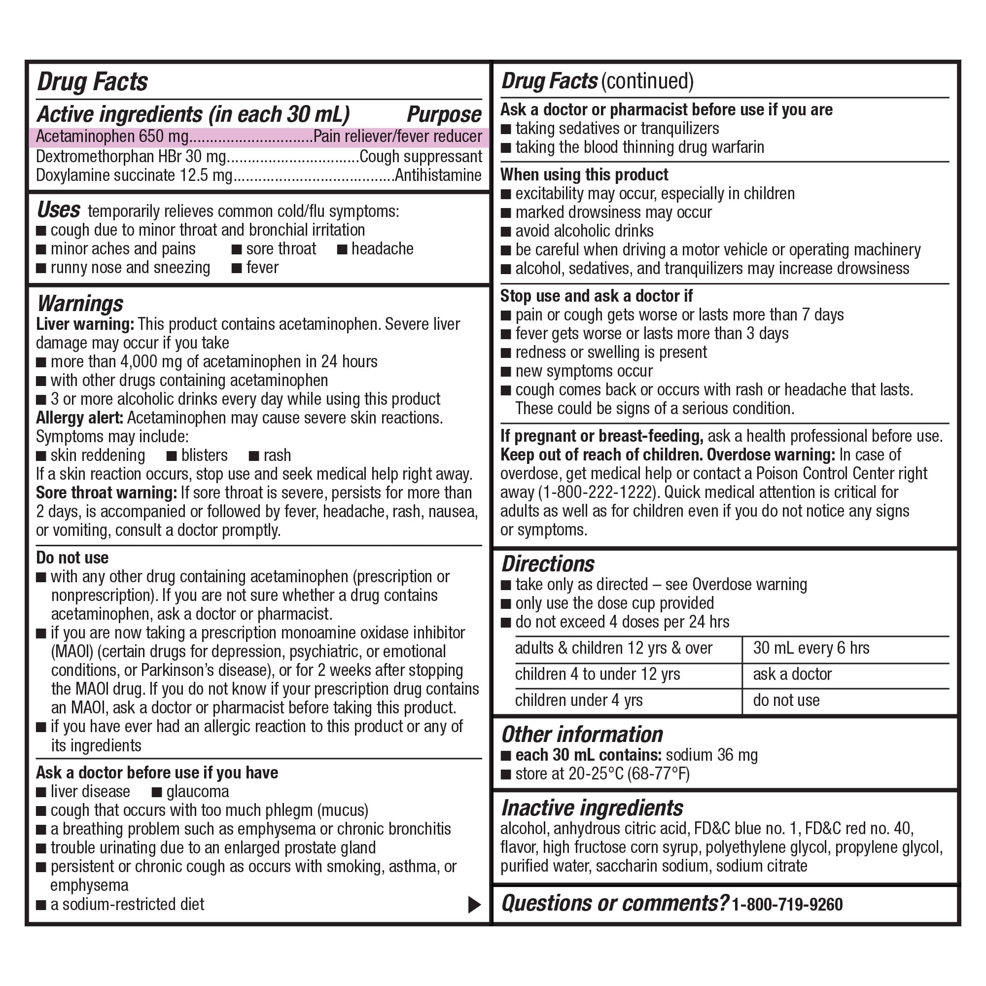 Equate Nighttime Cold and Flu Relief Liquid, Cherry Flavor, 12 Fl Oz, Compare to Vicks® NyQuil® Cold & Flu Active Ingredients