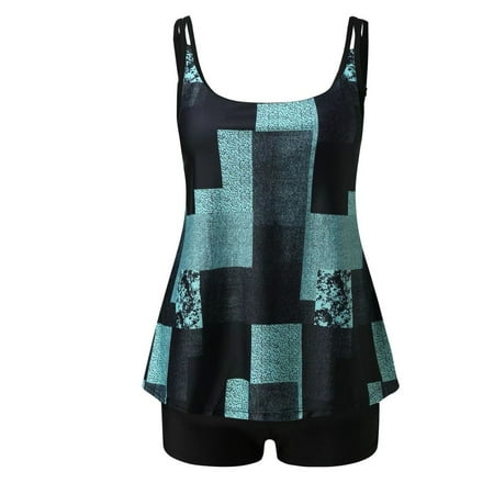 Arnsht Tankini Swimsuits for Women Two Piece Bathing Suits Tops with Boyshorts Print Sleeveless Halter Loose Fit Comfortable Breathable Swimwear Green M