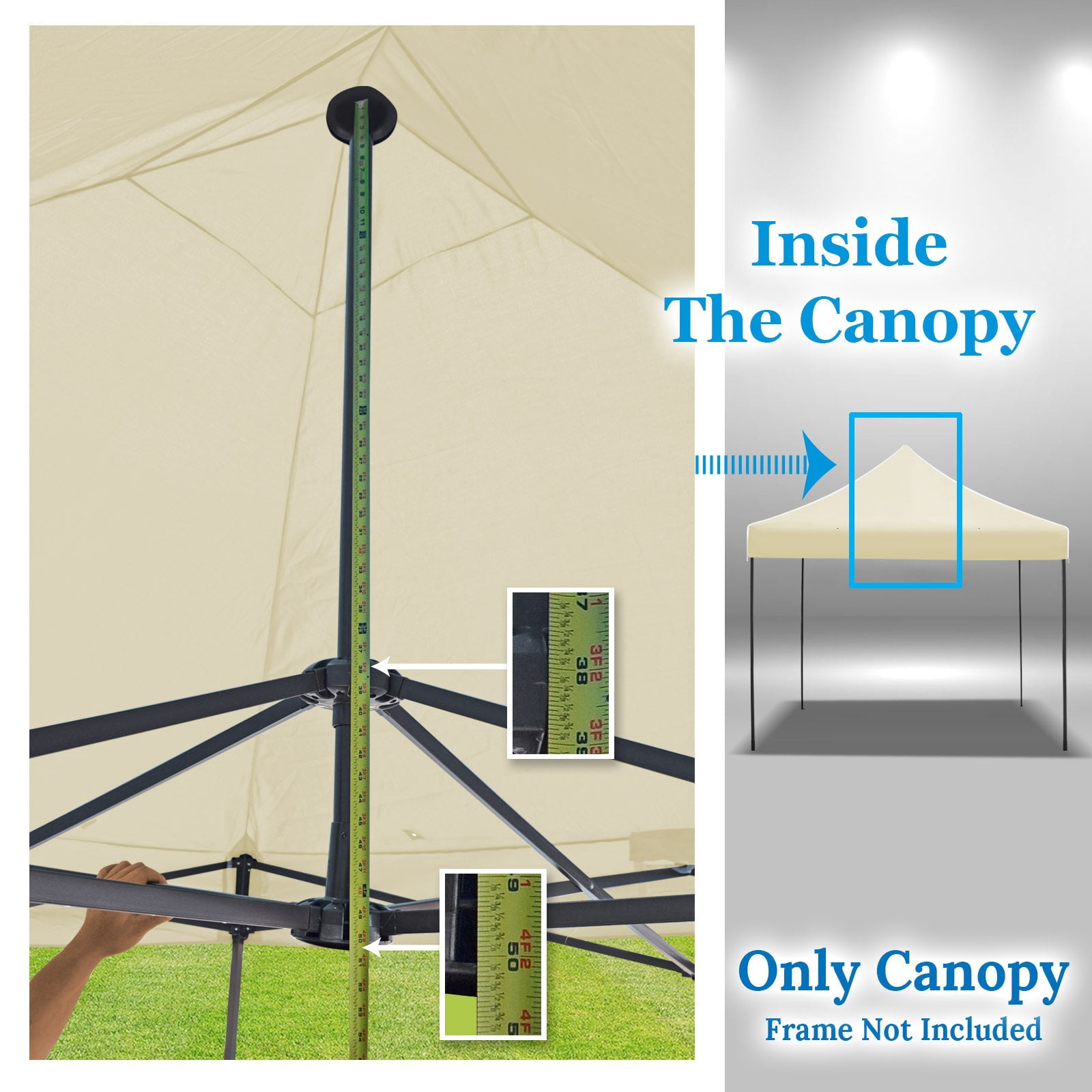 SUNNYOUTDOOR 10'x10' Canopy Replacement Top Cover for Pop Up Canopy Folding Tent Gazebo Sunshade Cover, Canopy ONLY (Ecru)