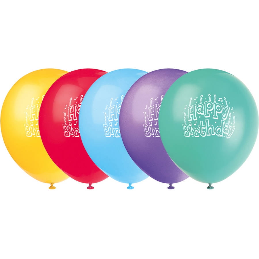 12'' Latex Happy Birthday Balloons, 8ct