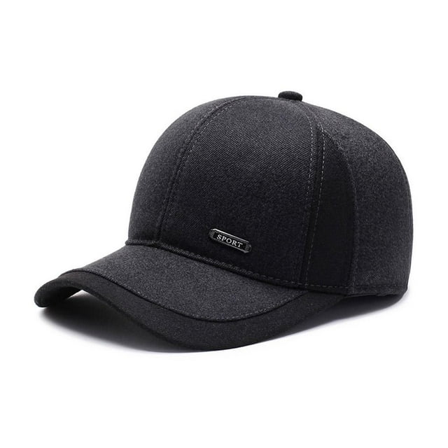 Men Winter Baseball With Ear Flaps Warm Cotton Snapback Hat Plain