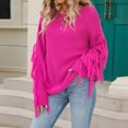 thumbnail image 4 of Women`s Sexy Retro Individually V-neck Long Sleeve polyester Blouse(Hot Pink,L), 4 of 4